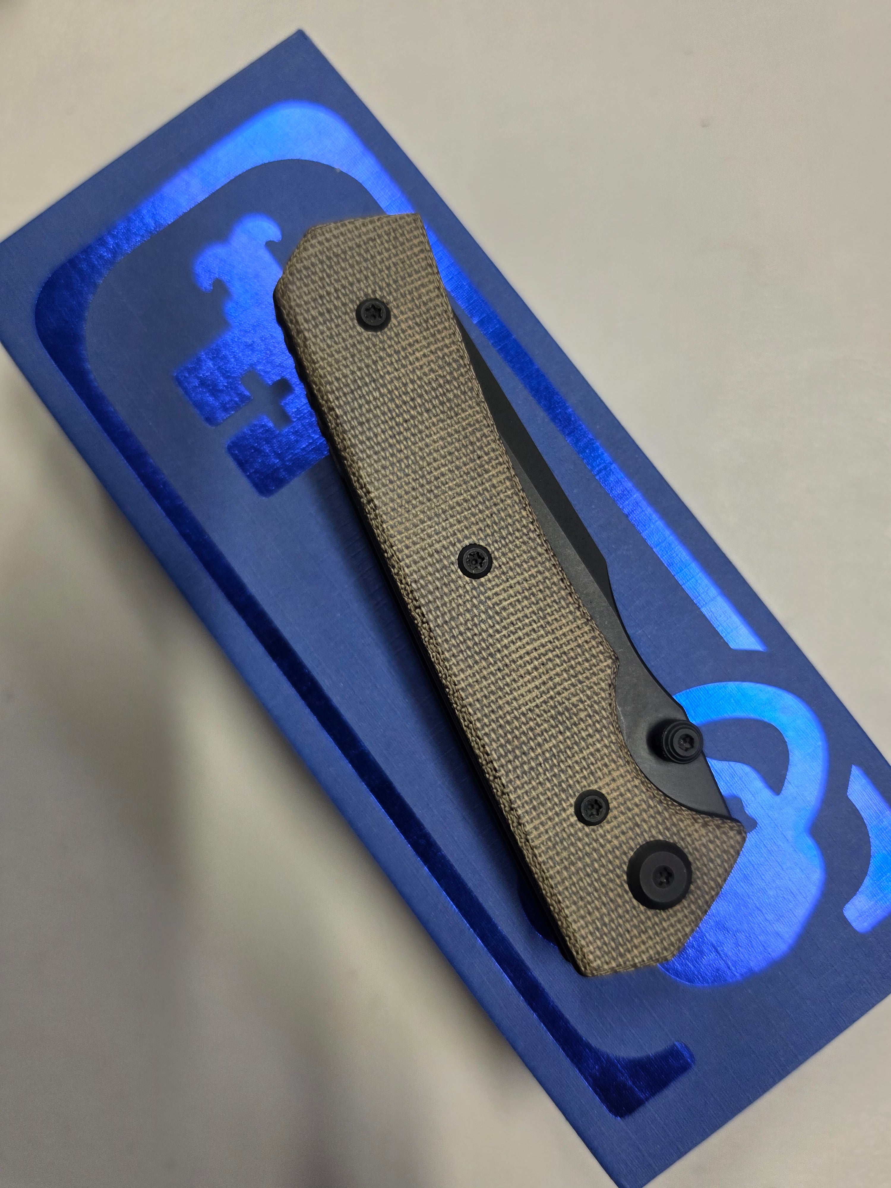 Chaves Knives Sam Tran Arison Street Green Micarta & Black PVD Elmax Blue Label