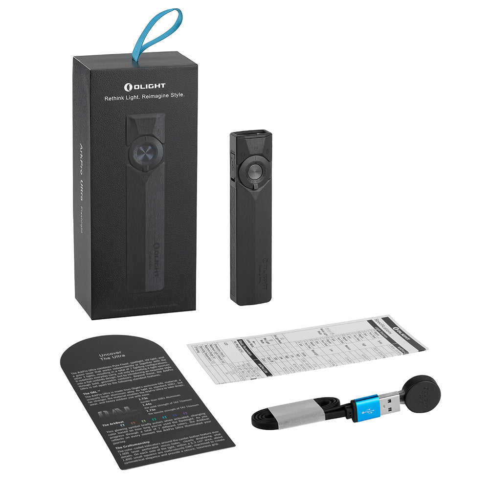 Olight ArkPro Ultra Class 3R Onyx Black CW – Flat Unibody EDC Flashlight with Multi-Light Sources